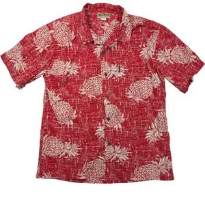 Blue Hawaii Mens Red Pineapple Print Short Sleeve Hawaiian Shirt Made in USA XL